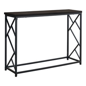 Monarch Specialties Console Table in Espresso and Black Metal - 44-in L