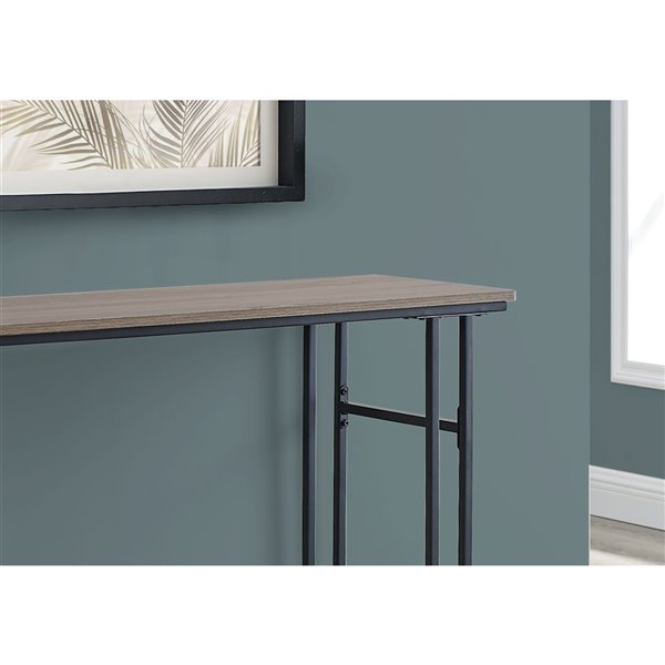 Monarch Specialties Console Table Taupe and Black Metal - 48-in L