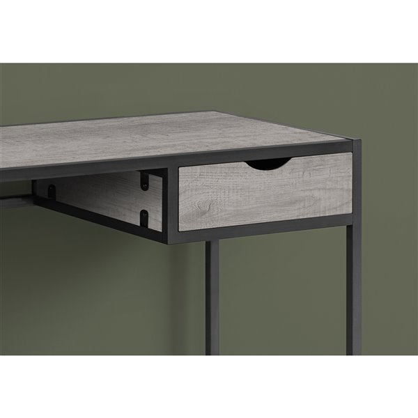 Bureau d'ordinateur Monarch Specialties de couleur gris et métal gris foncé, 42 po L