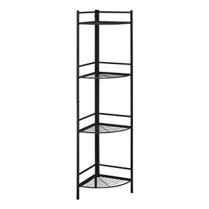 Monarch Specialties Corner Bookcase Etagere - Espresso and Black Metal - 62-in H