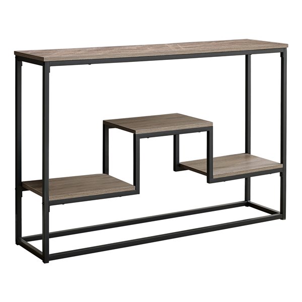 Monarch Specialties Console Table in Taupe and Black Metal - 48-in L
