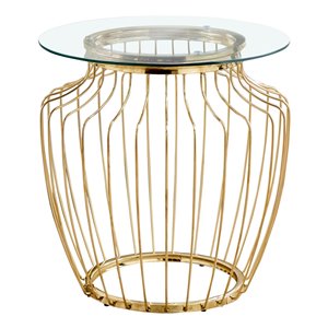 Table d'appoint Monarch Specialties en métal doré et verre trempé, 24 po H