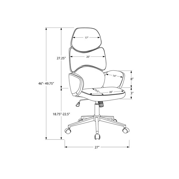 Monarch Specialties Office Chair With, High Back Office Chair Dimensions