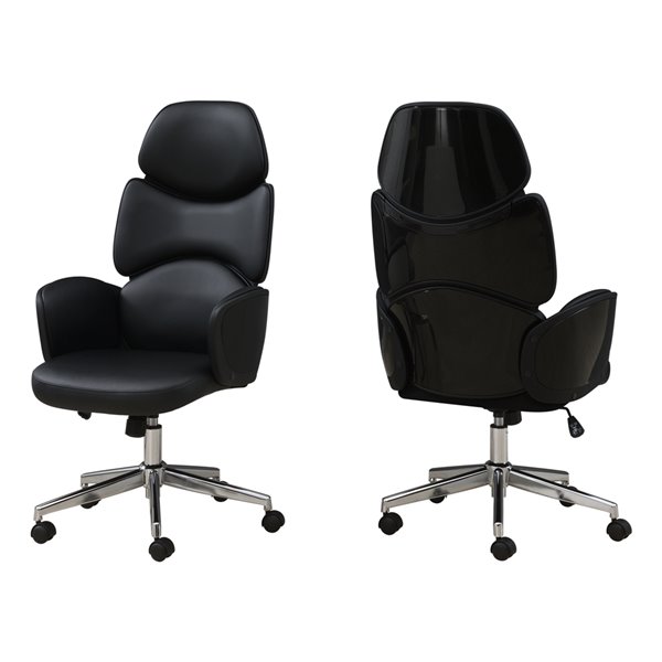 Monarch Specialties Office Chair with High Back Executive - Adjustable Seat Height - Black Leather Look