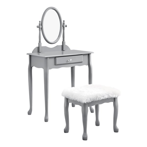 Monarch Specialties Dressing Table With, Princess Vanity Set With Mirror And Bench