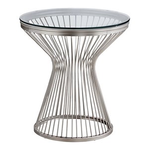 Table d'appoint Monarch Specialties en acier inoxydable et verre trempé, 24 po H