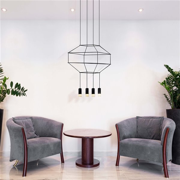VONN Lighting Expression 17.75-in Integrated LED ETL Certified Pendant, Black