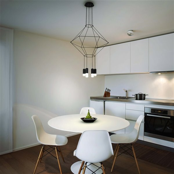 VONN Lighting Expression 27.25-in Integrated LED ETL Certified Pendant, Black