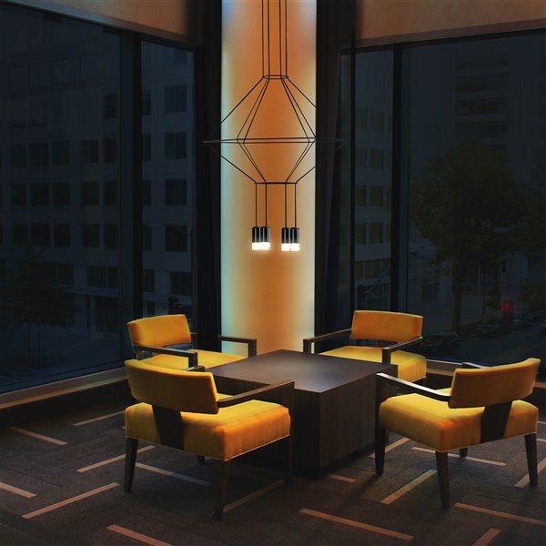 VONN Lighting Expression 27.25-in Integrated LED ETL Certified Pendant, Black