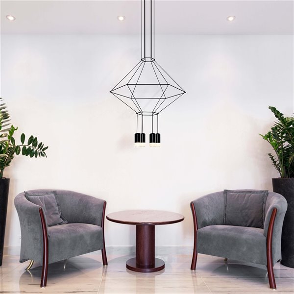 VONN Lighting Expression 27.25-in Integrated LED ETL Certified Pendant, Black