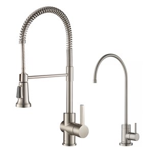 Kraus Britt Kitchen Faucet and Filter Faucet in Spot Free Stainless Steel