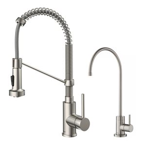 Kraus Bolden Kitchen Faucet and Filter Faucet in Spot Free Stainless Steel