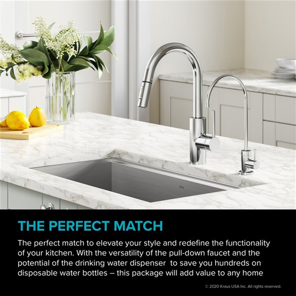 Kraus Oletto Pull-Down Kitchen Faucet and Filter Faucet in Chrome