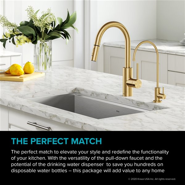 Kraus Pull Down Kitchen Faucet And Water Filter Brushed Brass Rona