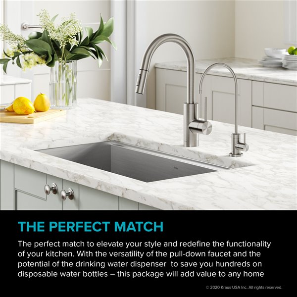 KRAUS Oletto Kitchen Faucet and Filter Faucet in Spot Free Stainless Steel