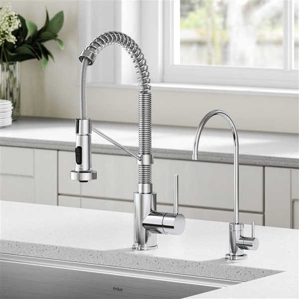 KRAUS Bolden Pull-Down Kitchen Faucet and Filter Faucet in Chrome