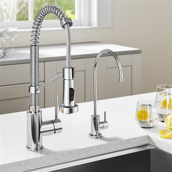 KRAUS Bolden Pull-Down Kitchen Faucet and Filter Faucet in Chrome