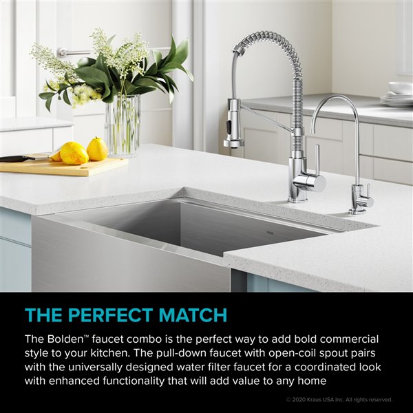 KRAUS Bolden Pull-Down Kitchen Faucet and Filter Faucet in Chrome