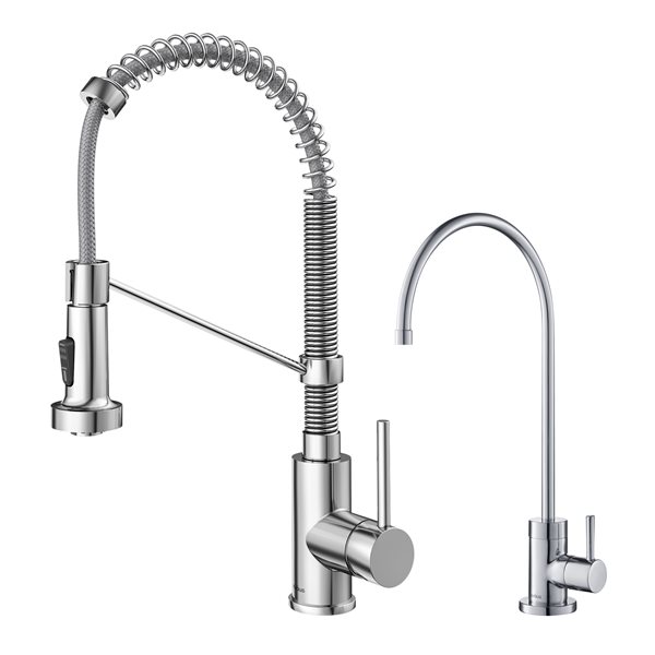 KRAUS Bolden Pull-Down Kitchen Faucet and Filter Faucet in Chrome