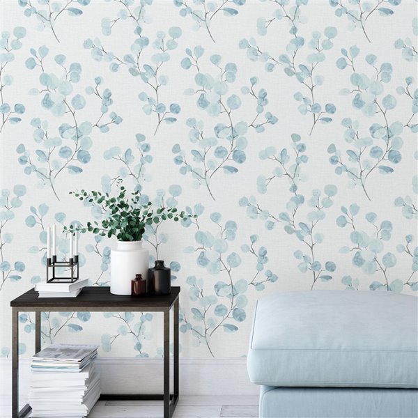 Scott Living Bliss Self-Adhesive Wallpaper - 20.5-in x 18-ft - Blue/White