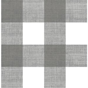 Scott Living Scottish Self-Adhesive Wallpaper - 20.5-in x 18-ft - Charcoal Grey/White