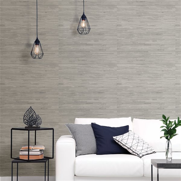 Scott Living Seagrass Self-Adhesive Wallpaper - 20.5-in x 18-ft - Grey