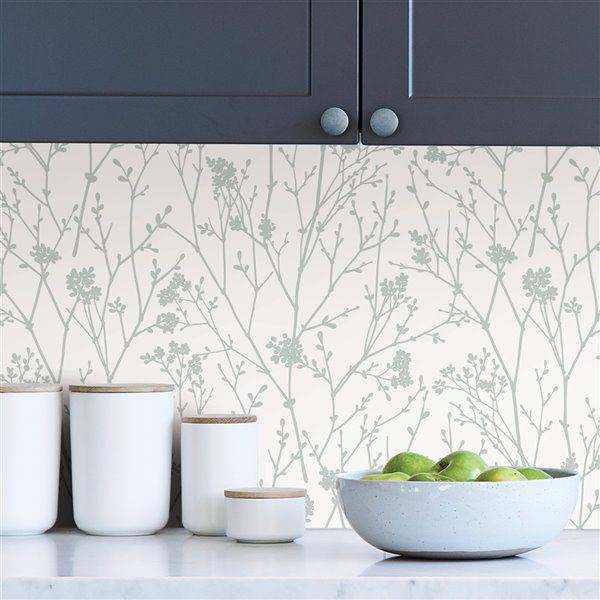 Scott Living Whistler Self-Adhesive Wallpaper - 20.5-in x 18-ft - Silver/White