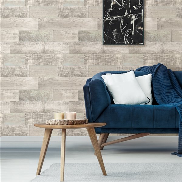 Scott Living Salvaged Plank Self-Adhesive Wallpaper - 20.5-in x 18-ft - Blue/Green