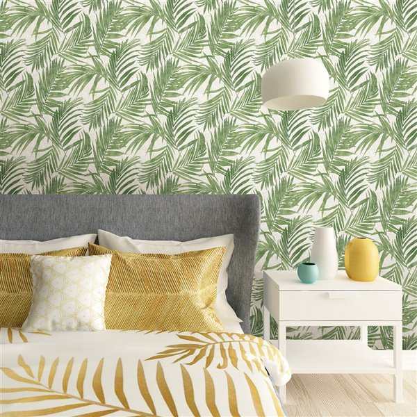 Scott Living Urban Oasis Self-Adhesive Wallpaper - 20.5-in x 18-ft - Green/White