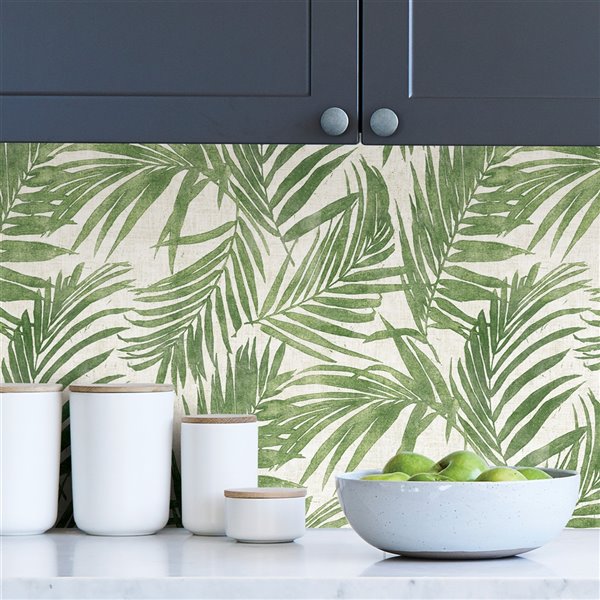 Scott Living Urban Oasis Self-Adhesive Wallpaper - 20.5-in x 18-ft - Green/White