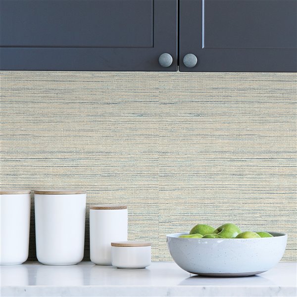 Scott Living Artisan Weave Self-Adhesive Wallpaper - 20.5-in x 18-ft - Grey-Blue