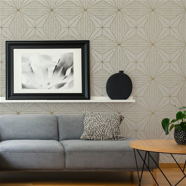 Scott Living Gold Aurum Self-Adhesive Wallpaper - 20.5-in x 18-ft - Neutral Beige