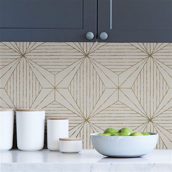 Scott Living Gold Aurum Self-Adhesive Wallpaper - 20.5-in x 18-ft - Neutral Beige