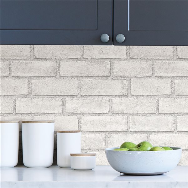 Scott Living District Brick Self-Adhesive Wallpaper - 20.5-in x 18-ft - White