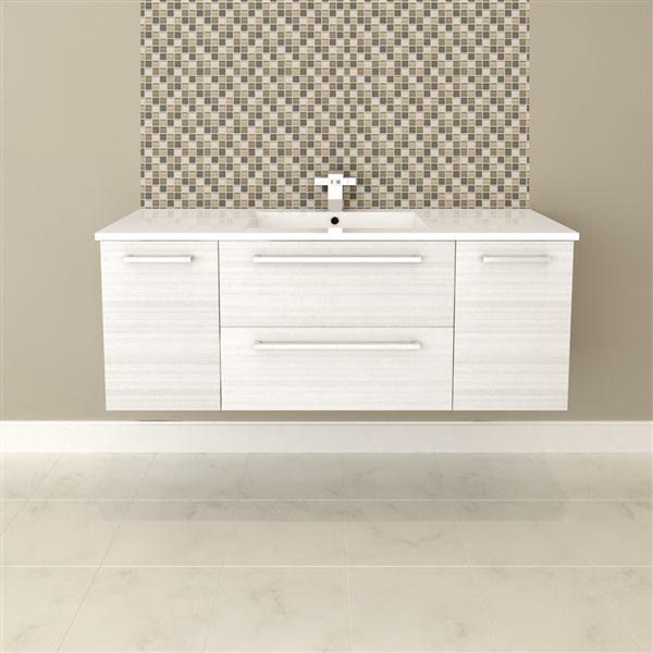 Cutler Kitchen & Bath Silhouette 48-in White Chocolate Single Sink Bathroom Vanity with White Acrylic Top