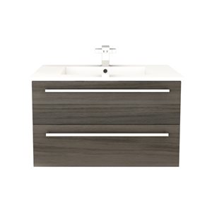 Cutler Kitchen & Bath Silhouette 30-in Brown Single Sink Bathroom Vanity with White Acrylic Top