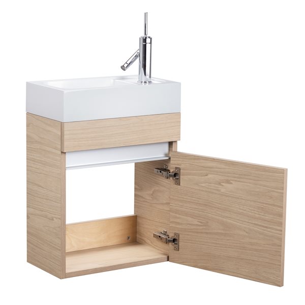 Cutler Kitchen & Bath Piccolo 18-in Light Brown Single Sink Bathroom Vanity with White Acrylic Top
