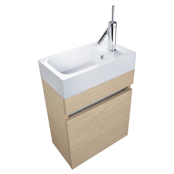 Cutler Kitchen & Bath Piccolo 18-in Light Brown Single Sink Bathroom Vanity with White Acrylic Top