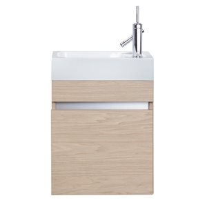 Cutler Kitchen & Bath Piccolo 18-in Light Brown Single Sink Bathroom Vanity with White Acrylic Top
