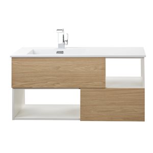 Cutler Kitchen & Bath Sangallo 42-in Light Brown Single Sink Bathroom Vanity with White Acrylic Top