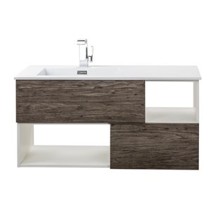 Cutler Kitchen & Bath Sangallo 42-in Dark Brown Single Sink Bathroom Vanity with White Acrylic Top