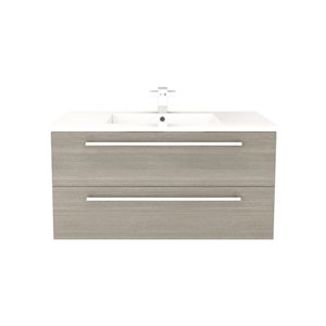 Cutler Kitchen & Bath Silhouette 36-in Grey Single Sink Bathroom Vanity with White Acrylic Top