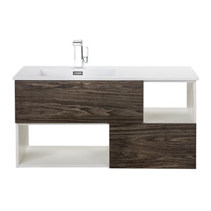 Cutler Kitchen & Bath Sangallo 42-in White/Brown Single Sink Bathroom Vanity with Acrylic Top