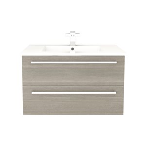 Cutler Kitchen & Bath Silhouette 30-in Ash Grey Single Sink Bathroom Vanity with White Acrylic Top