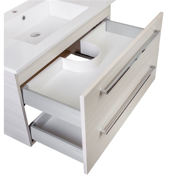 Cutler Kitchen & Bath Silhouette 36-in White Chocolate Single Sink Bathroom Vanity with White Acrylic Top