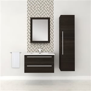 Cutler Kitchen & Bath Silhouette 30-in Chocolate Brown Single Sink Bathroom Vanity with White Acrylic Top
