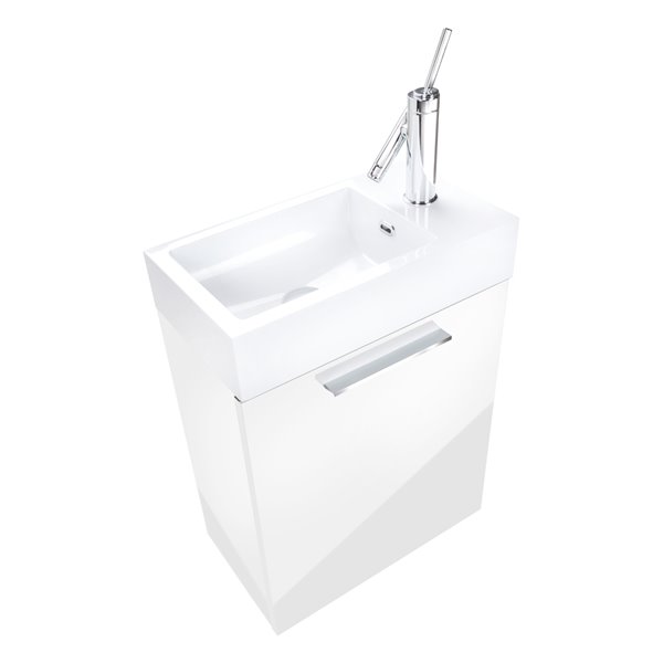 Cutler Kitchen & Bath Boutique 18-in Glossy White Single Sink Bathroom Vanity with Acrylic Sink