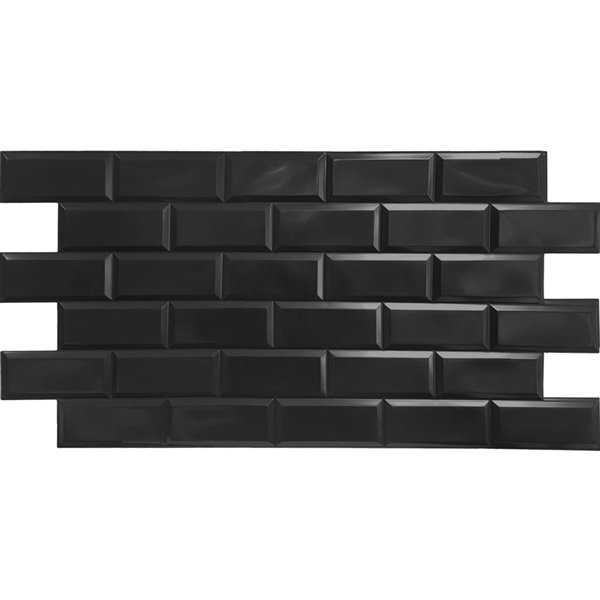 Dundee Deco Falkirk Retro 3D II - PVC 3D Wall Panel -  Black Faux Bricks - 3.2-ft X 1.6-ft  - 5 Sq. Ft. each - 10-Pack