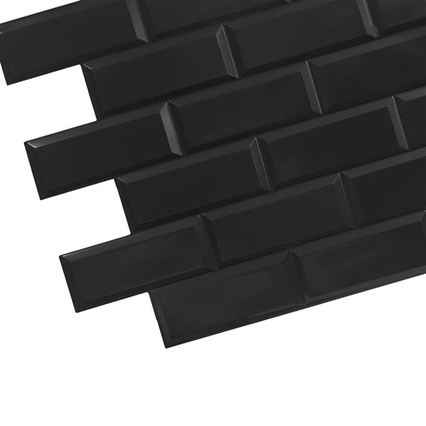 Dundee Deco Falkirk Retro 3D II - PVC 3D Wall Panel -  Black Faux Bricks - 3.2-ft X 1.6-ft  - 5 Sq. Ft. each - 10-Pack