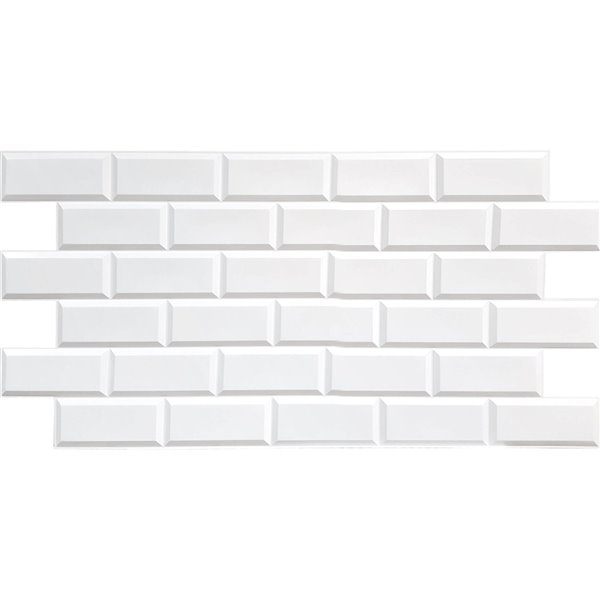 Dundee Deco Falkirk Retro 3D II - PVC 3D Wall Panel -  White Faux Bricks - 3.2-ft X 1.6-ft  - 5 Sq. Ft. each - 10-Pack